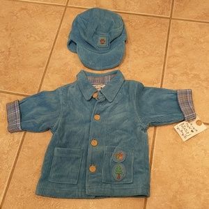 New Potatoes baby blue corduroy shirt jacket & hat